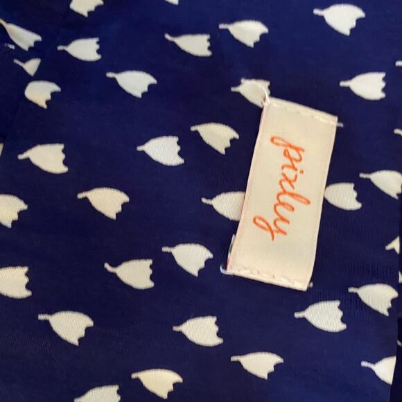Pixley Blue and White Flower Print Flowy Blouse Size Small - Picture 4 of 6